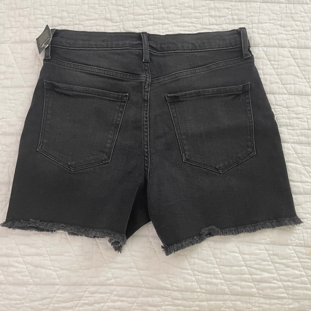 a.n.a Womens High Rise Shortie Short Black Studded Frayed Hem Denim Size 4 - Picture 2 of 11